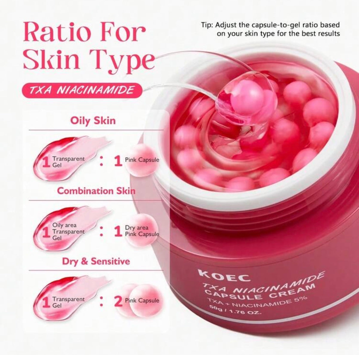 KOEC TXA Niacinamide Capsule Cream For Uneven Skin Tone,Face Moisturizer For Women, Texture & Hydration For Sensitive Skin,Korean Skincare Kadosh on Beauty