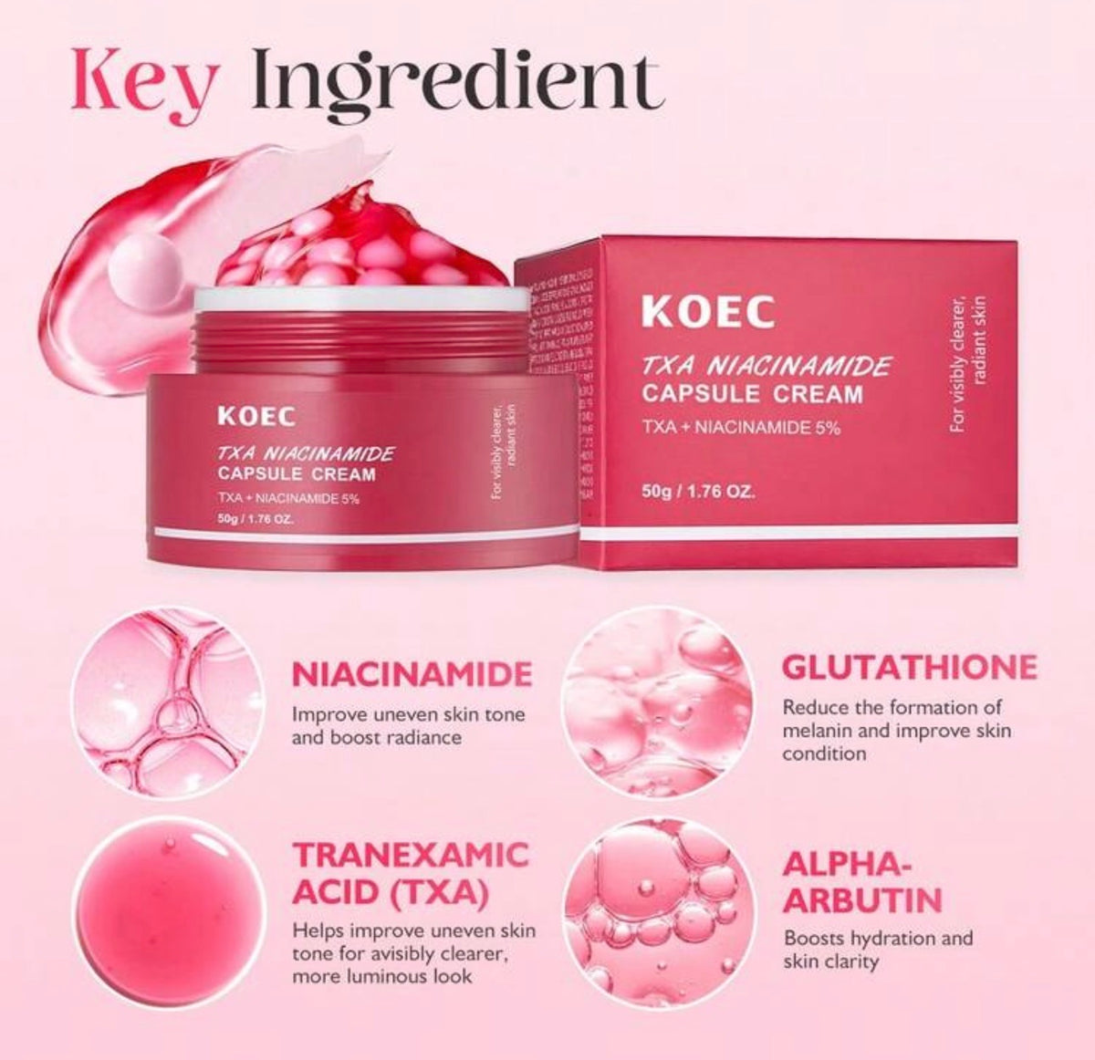 KOEC TXA Niacinamide Capsule Cream For Uneven Skin Tone,Face Moisturizer For Women, Texture & Hydration For Sensitive Skin,Korean Skincare Kadosh on Beauty