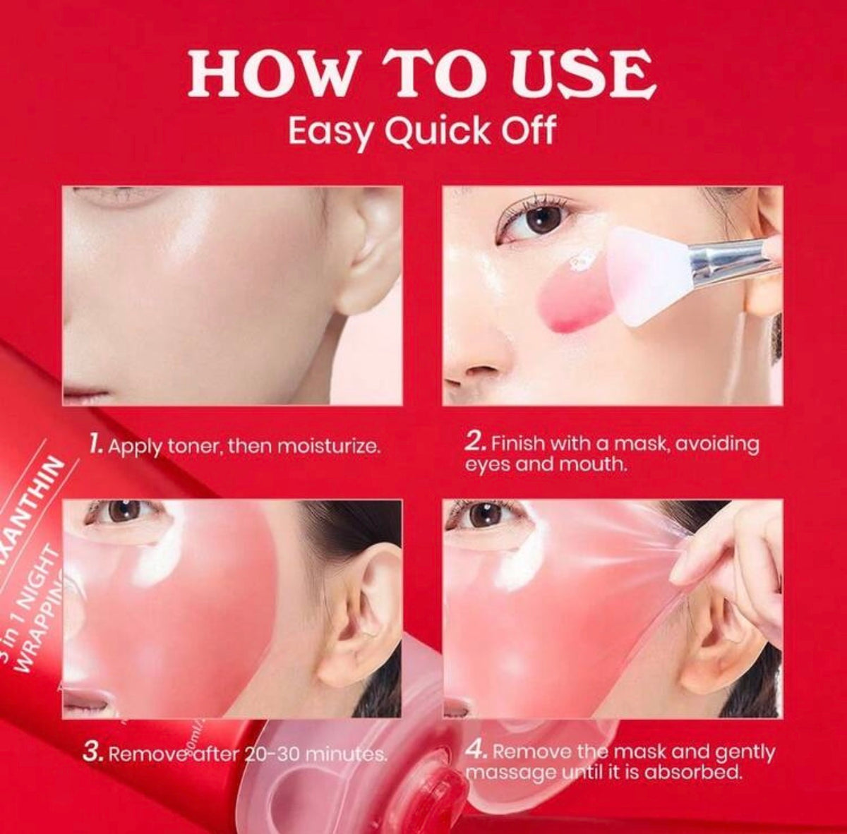 KOEC TX-Astaxanthin 3-In-1 Night Mask, Elastic Moisturizing Care, Reduces Sagging And Dullness - Overnight Glass Skin Peeling Mask, Suitable For All Skin Types, Korean Skincare Kadosh on Beauty
