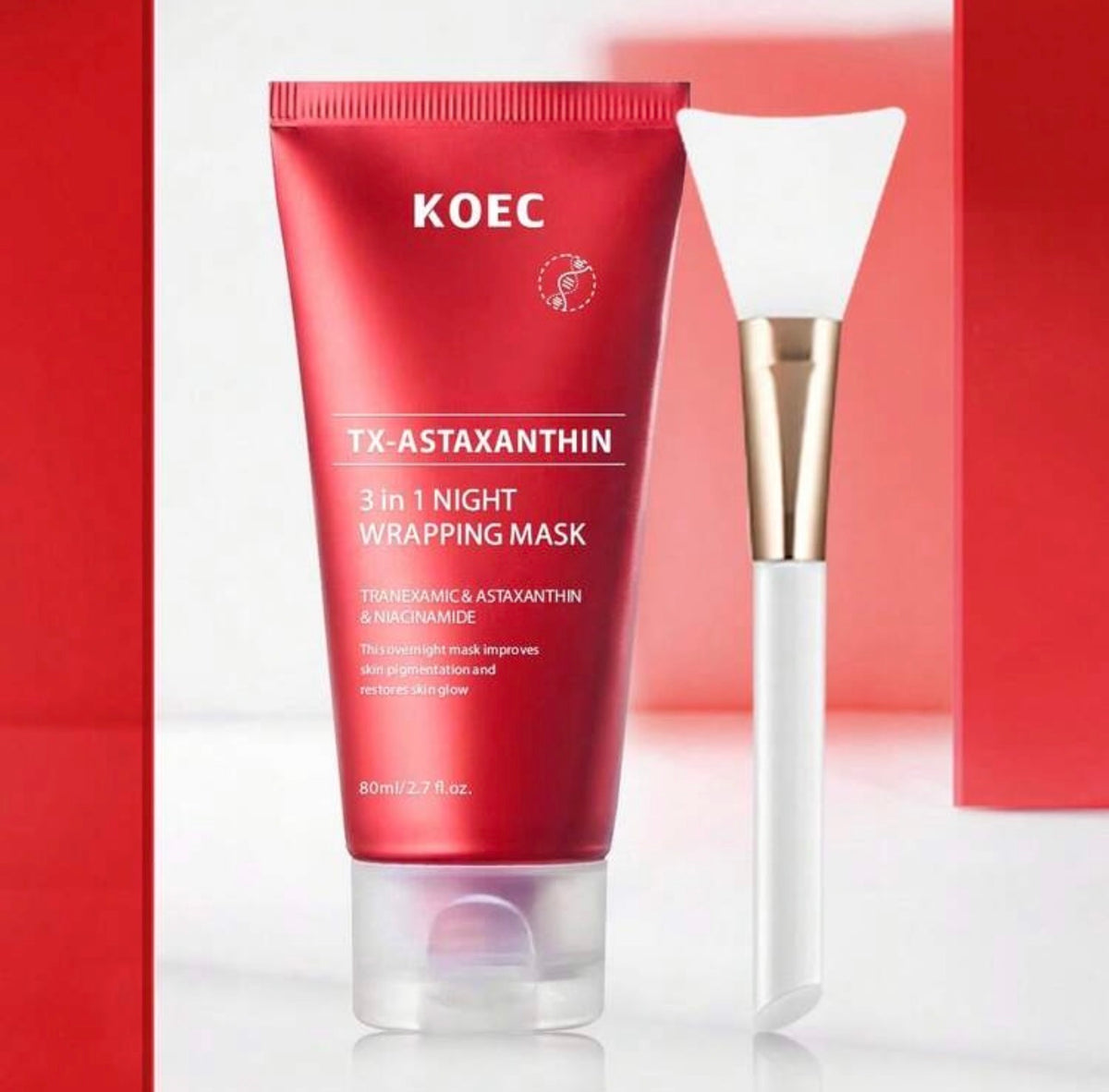 KOEC TX-Astaxanthin 3-In-1 Night Mask, Elastic Moisturizing Care, Reduces Sagging And Dullness - Overnight Glass Skin Peeling Mask, Suitable For All Skin Types, Korean Skincare Kadosh on Beauty
