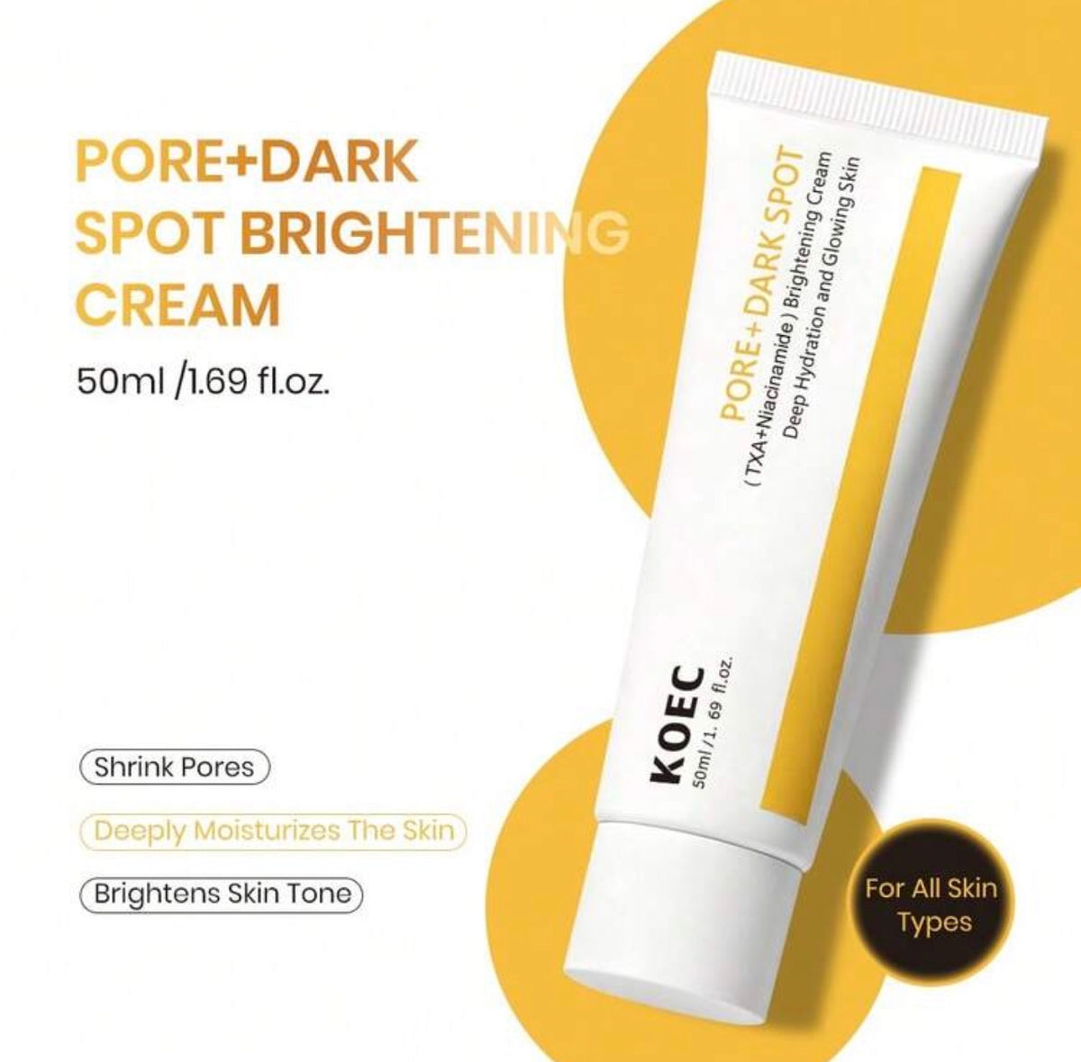KOEC Pore Minimizing & Brightening Cream | Pore Tightening & Lightweight Moisturizing, Evens Skin Tone Nourishing Cream, Suitable For Sensitive Skin, Korean Skincare Kadosh on Beauty