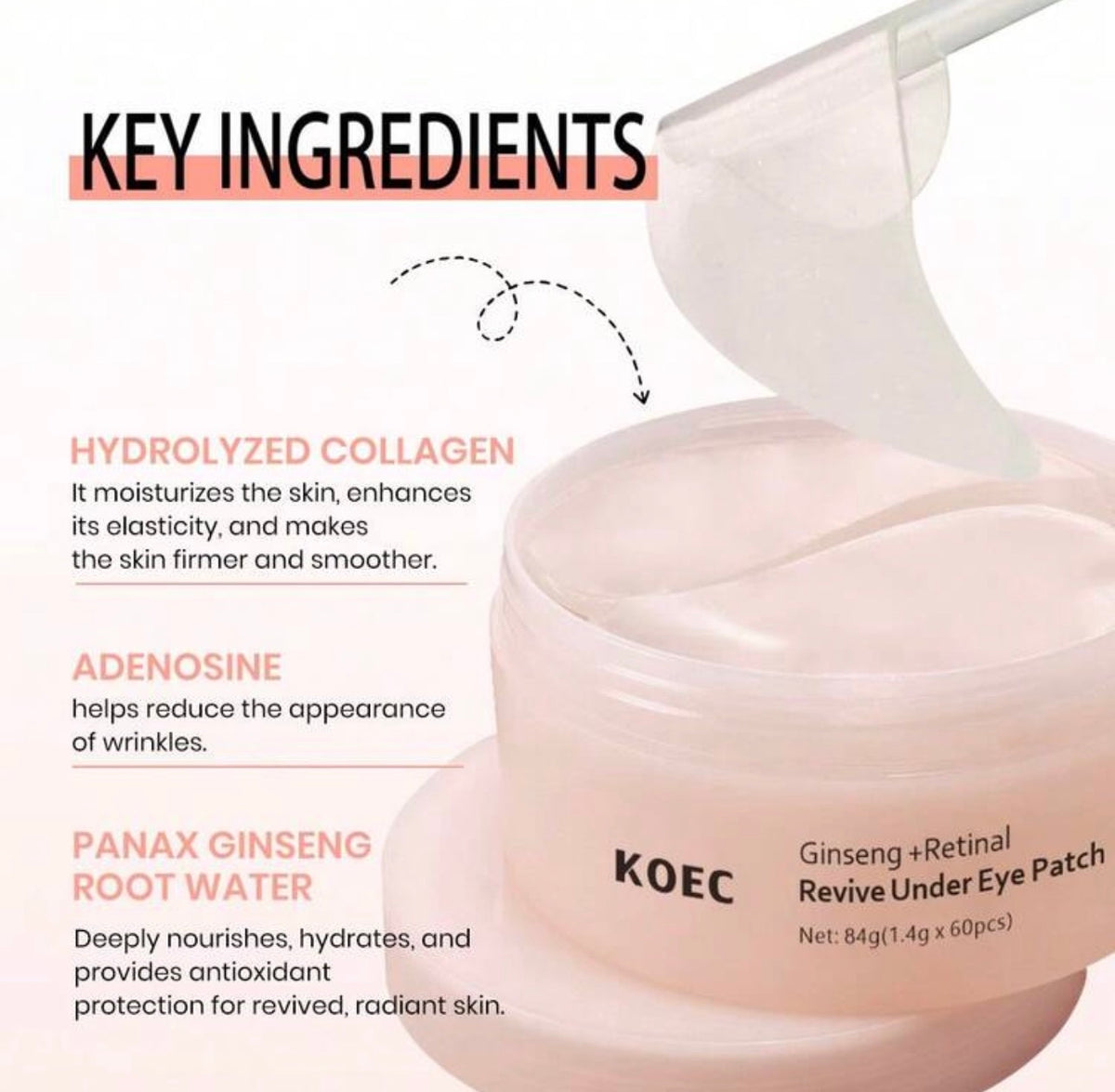 KOEC Eye Mask - Moisturizing Ice Compress Eye Patches, Korean Skincare, Reduce Dark Circles, Eye Area Hydrating Ice Compress Stickers Kadosh on Beauty
