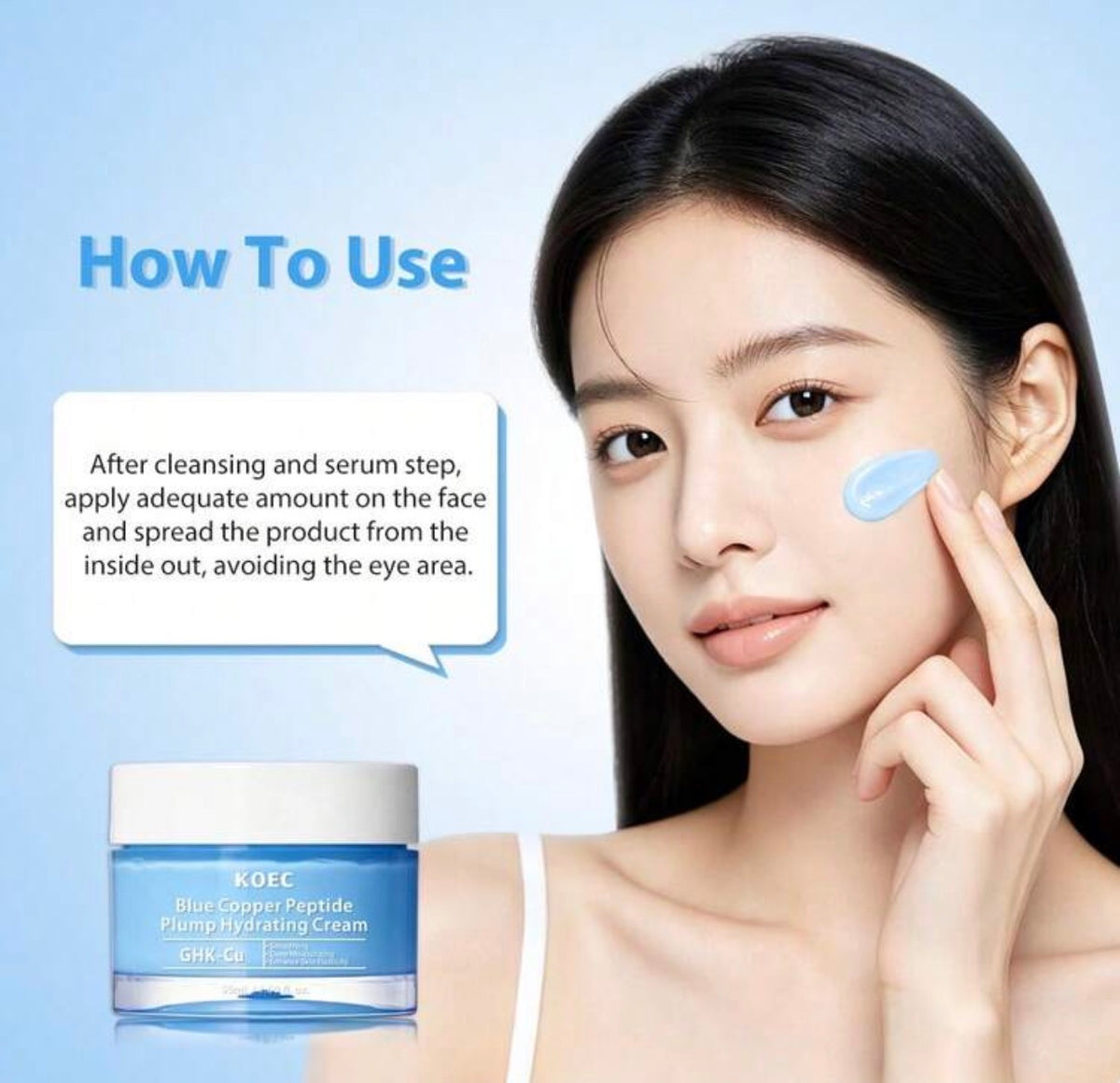 KOEC Blue Copper Peptide Plumping Hydrating Cream | Lightweight Moisturizing, Plumping And Hydrating With Enhanced Skin Elasticity, Anti-Aging Face And Body Cream, Korean Skincare Kadosh on Beauty