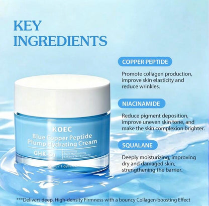 KOEC Blue Copper Peptide Plumping Hydrating Cream | Lightweight Moisturizing, Plumping And Hydrating With Enhanced Skin Elasticity, Anti-Aging Face And Body Cream, Korean Skincare Kadosh on Beauty