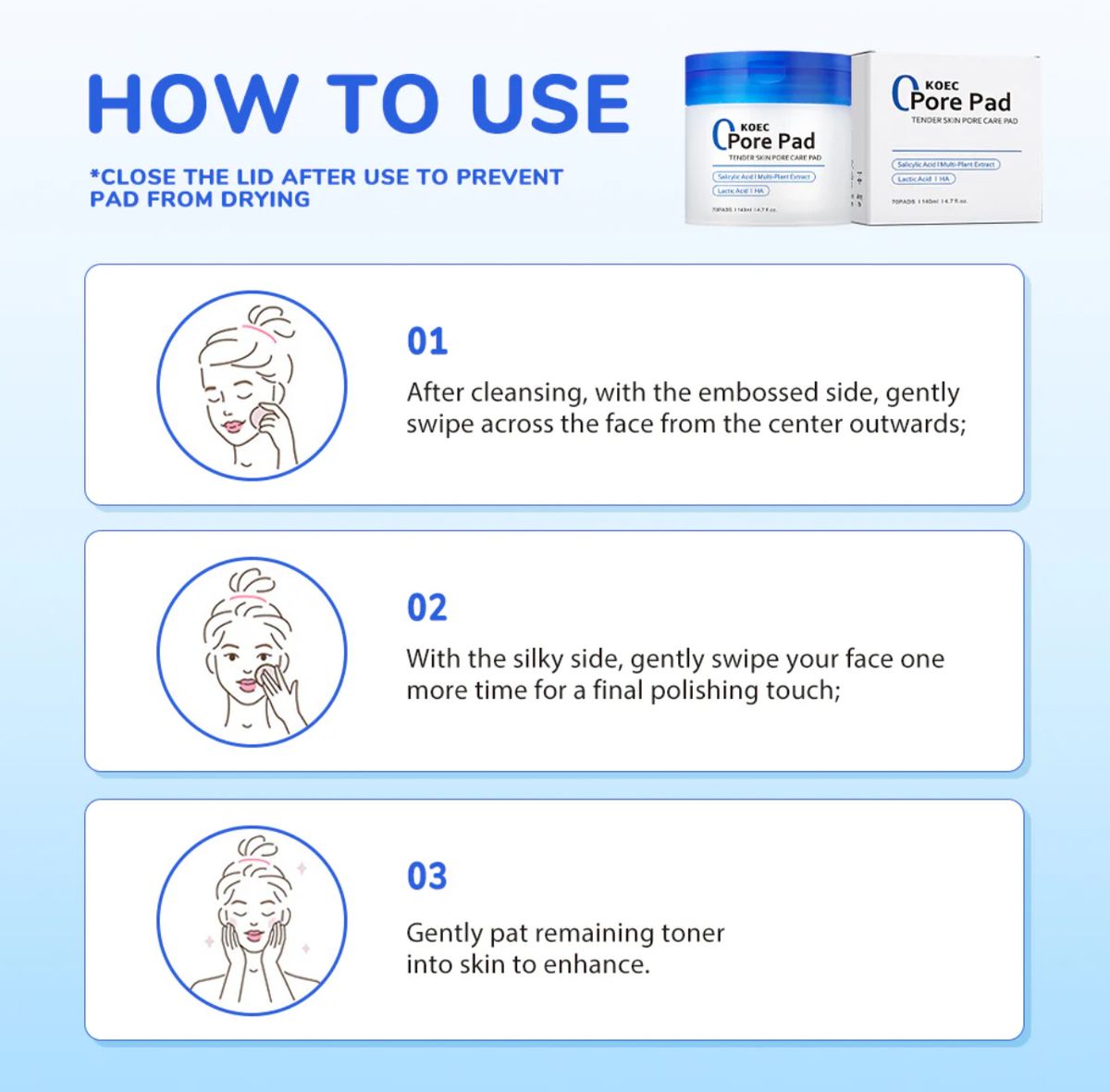 KOEC Zero Pore Pads- 70 Pads Kadosh on Beauty