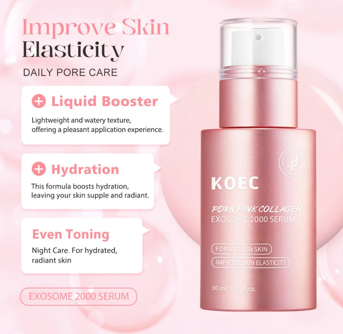 KOEC PDRN Pink Collagen Exosome 2000 Serum - 30ml Kadosh on Beauty