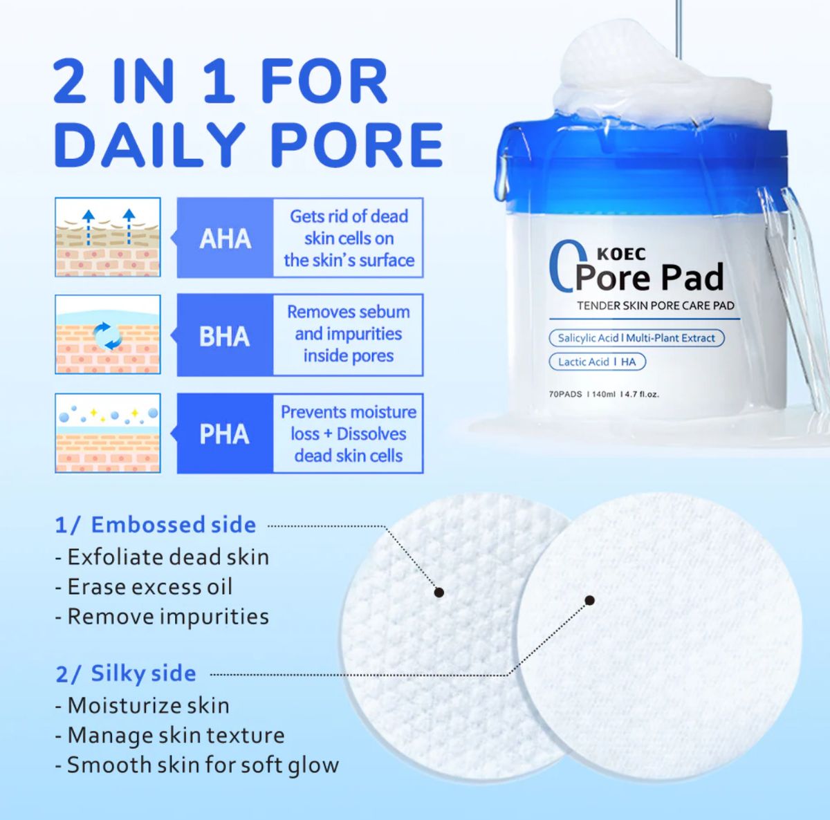 KOEC Zero Pore Pads- 70 Pads Kadosh on Beauty
