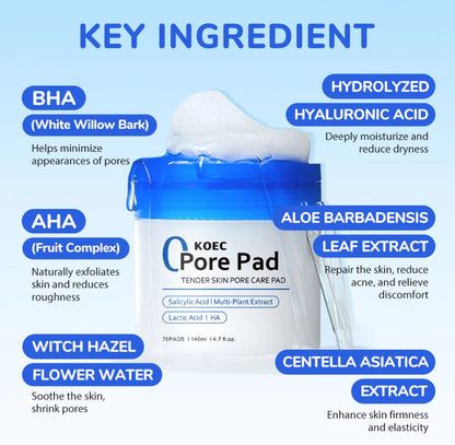 KOEC Zero Pore Pads- 70 Pads Kadosh on Beauty